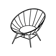 Vector Outline Clip Art of Papasan Chair Isolated on White Background
