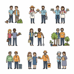 Community service people helping gardening food donation