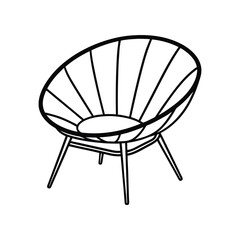 Vector Outline Clip Art of Papasan Chair Isolated on White Background
