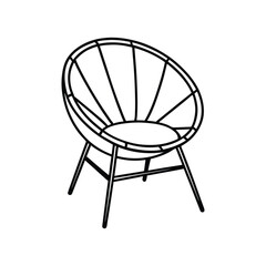 Vector Outline Clip Art of Papasan Chair Isolated on White Background
