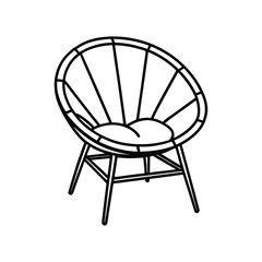 Vector Outline Clip Art of Papasan Chair Isolated on White Background
