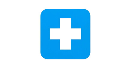 Fototapeta premium Blue square plus symbol for medical or healthcare concept isolated PNG with Transparent Background