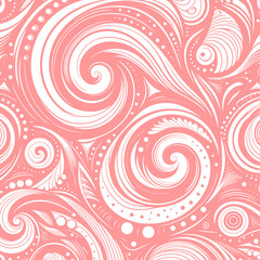 Black tribal swirls and dots pattern on a coral background vector
