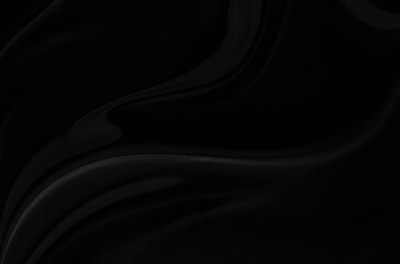 Black gray satin dark fabric texture luxurious shiny that is abstract silk cloth background with patterns soft waves blur beautiful.