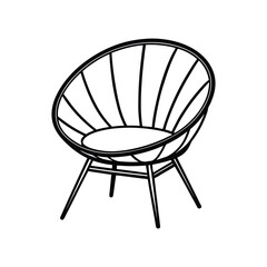 Vector Outline Clip Art of Papasan Chair Isolated on White Background
