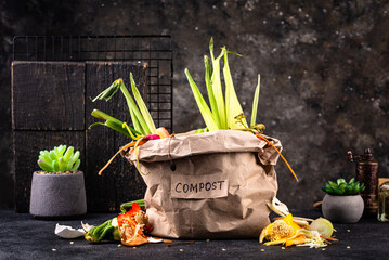 Vegetable waste for making compost. Zero waste concept
