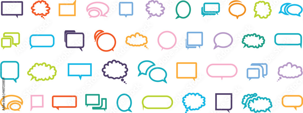 Poster set of speech bubbles. colorful blank empty speech bubbles for text, chatting, message box. various 