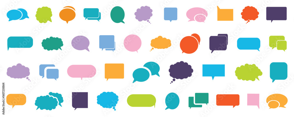 Poster set of speech bubbles. colorful speech bubbles. set of colorful blank empty speech bubbles for text,
