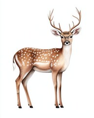 Beautiful and Graceful Illustration of a Spotted Deer with Majestic Antlers in Nature