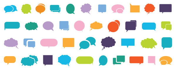 Set of speech bubbles. Colorful speech bubbles. Set of colorful blank empty speech bubbles for text, chatting, message box. Vector illustration balloon speak sign dialog communication frame