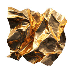 Crumpled golden foil on black backdrop, for design element or digital art