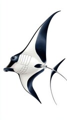 Fototapeta premium Elegant Manta Ray Swimming Gracefully Underwater in Vibrant Ocean Illustration