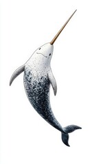 Obraz premium Cute and Colorful Narwhal Illustration for Children’s Books or Educational Materials