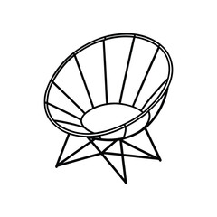 Vector Outline Clip Art of Papasan Chair Isolated on White Background
