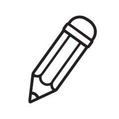 Bold Outline Pencil Icon Vector – Simple Stationery Clipart for Design, Print, and Digital Use
