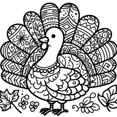 Festive Turkey Silhouette with Thanksgiving Pattern on Transparent Background bird fowl 1