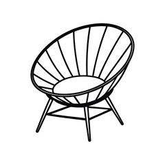Vector Outline Clip Art of Papasan Chair Isolated on White Background
