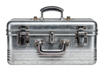 Vintage metal toolbox displaying classic design home workshop product lighting isolated on transparent background