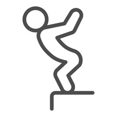 Athlete man on the pier line icon, summer sports concept. Vector graphics. Diver prepare to jump, diving sign on white background, outline style icon for mobile or web design.