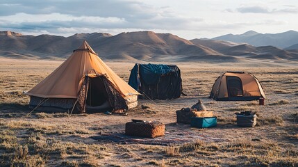 Embracing the Nomad Lifestyle: Tents in the Vast Desert Wilderness
