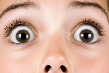 Naklejka premium Close-up of a surprised person's face with wide eyes