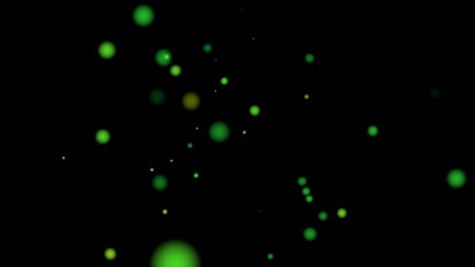 Green floating animation of particles on black