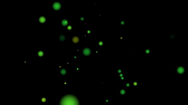 Green floating animation of particles on black