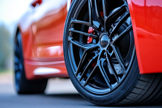 Close-up of a spinning tire showcasing motion and design