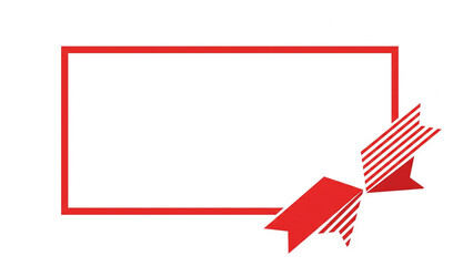 Clean vector illustration of a red and white rectangular frame with a decorative bow ribbon in the bottom right corner