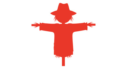 Vibrant scarecrow silhouette against a clean backdrop, embodying autumn and farming aesthetics with bold, eye catching colors creating a striking