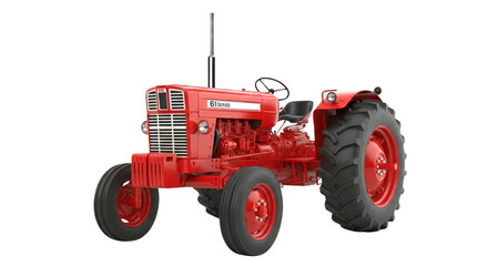 Red vintage tractor isolated PNG with Transparent Background