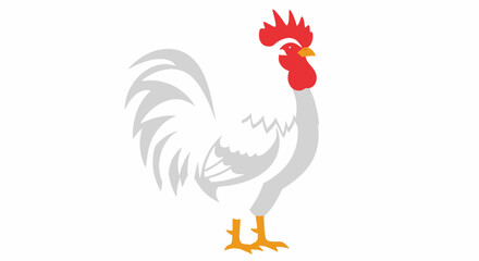 Stylized Rooster Illustration with Simplified Design Elements and Bright Colors, Poultry Concept  Simplified Style Rooster