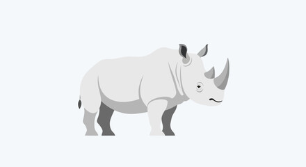 Minimalist rhinoceros illustration showcases a clean vector design against a bright backdrop