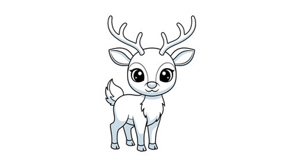 Delightful Cartoon Deer Illustration Exhibiting a Gentle and Playful Aesthetic on a Pure White Backdrop