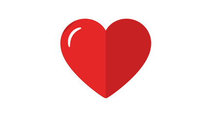 Crimson Heart Symbolism of Affection with Gleaming Accent a Timeless Icon of Love 2D Shape on White Background