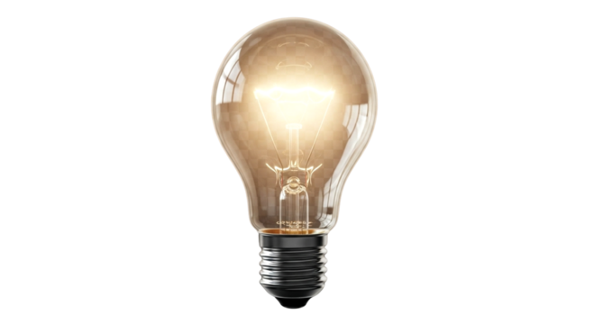 Glowing lightbulb idea innovation inspiration concept isolated PNG with Transparent Background
