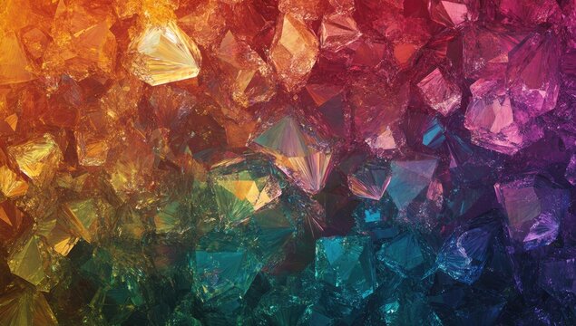 Vibrant crystal shards in a spectrum of colors