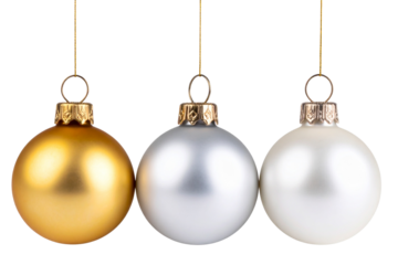 Set of Three Minimalist Baubles in Gold, Silver & White