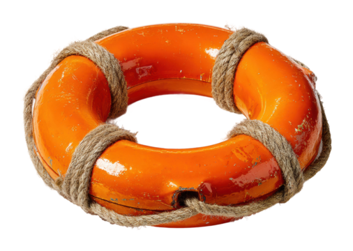 Rescue equipment life buoy marine environment safety gear viewpoint floating concept isolated on transparent background