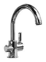 Polished chrome kitchen faucet home interior product modern design functionality isolated on transparent background