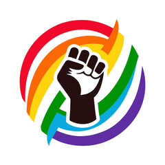 Colorful logo art illustration of a fist