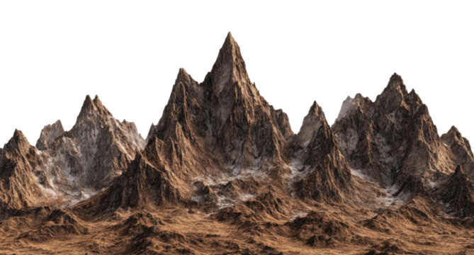 A digital rendering of rugged mountains