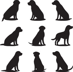 labrador retriever dog breed black silhouette logo set on white background