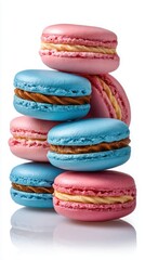 Stack of colorful macarons with cream filling