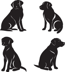 labrador retriever dog breed black silhouette logo set on white background