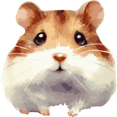 Vector watercolor illustration of a hamster