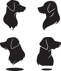 labrador retriever dog breed black silhouette logo set on white background