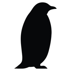 Elegant black silhouette of a penguin isolated on a white background for design projects