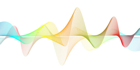 Abstract Blue Wave on Background. Vector abstract colorful flowing wave lines isolated on white background. technology, science, modern concept. Dynamic particles sound wave flowing over dark. Digital