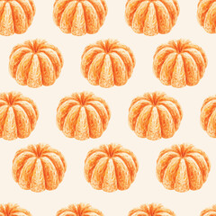 vector seamless pattern with tangerines